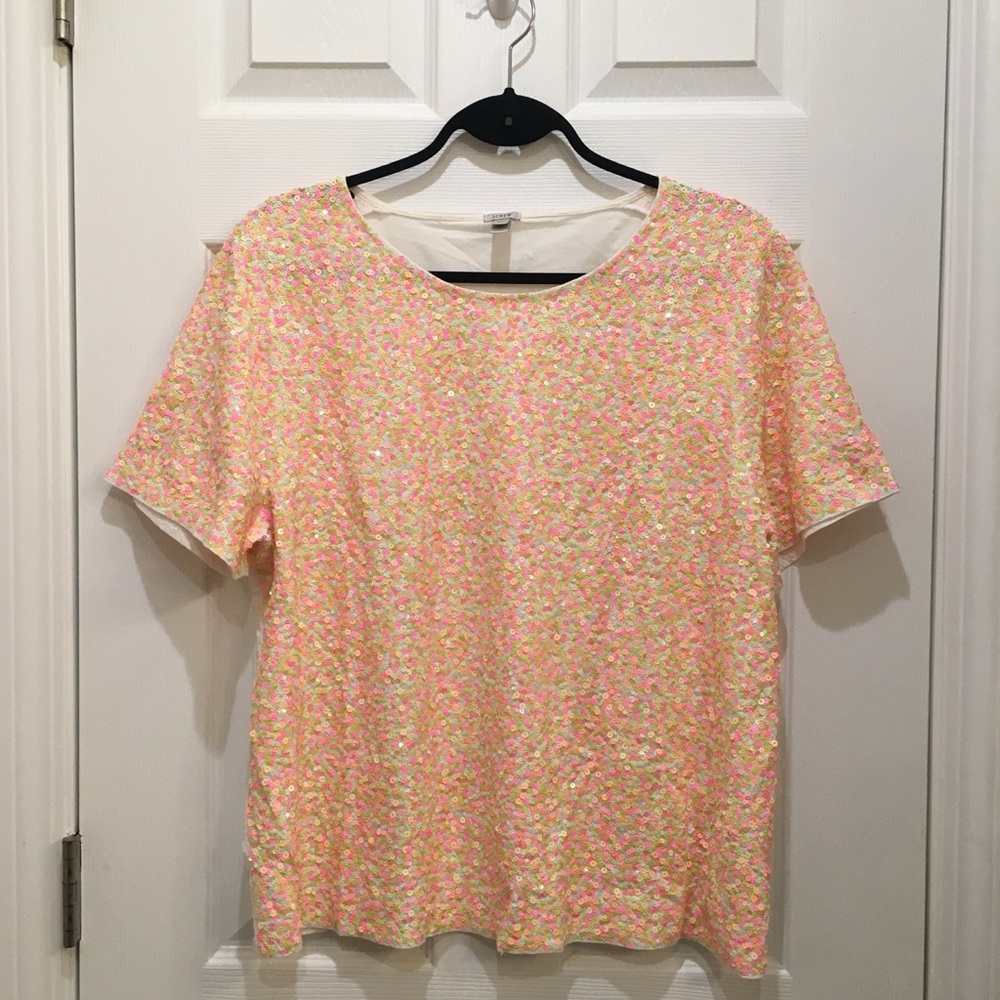 J.CREW Confetti Cluster Sequin Tee XL